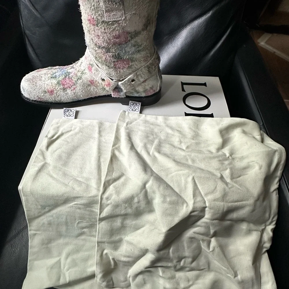 NWT Loewe Suede Campo Floral Biker Boots SZ 11 - Picture 4 of 4